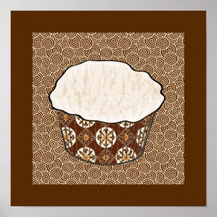 Poster Cupcake à la noix de coco, Arrière - plan japonais