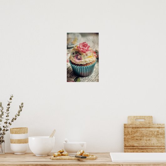 Poster Cupcake aux fleurs (Cuisine)