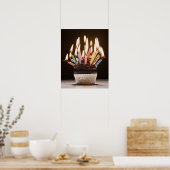 Poster Cupcake avec bougies d'anniversaire (Cuisine)