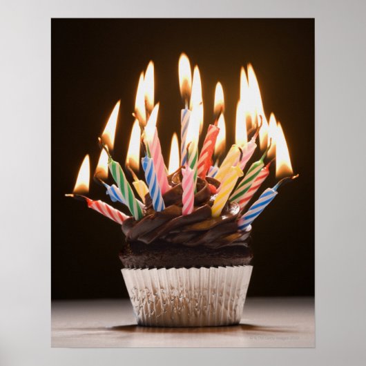 Poster Cupcake avec bougies d'anniversaire (Devant)
