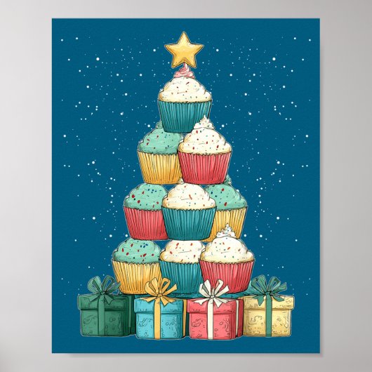 Poster Cupcake Baking Baker Christmas Tree Xmas  (Devant)