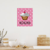 Poster Cupcake coupé avec cerise rose sur le dessus (Cuisine)