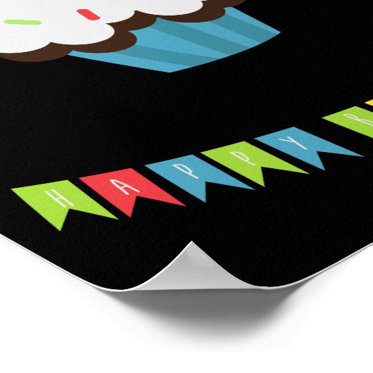 POSTER CUPCAKE D'ANNIVERSAIRE AVEC NOM PERSONNALISÉ (Coin)