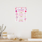 Poster Cupcake Hearts First Birthday board pour une fille (Cuisine)