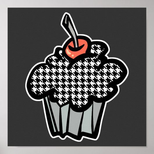 Poster cupcake houndstooth (Devant)