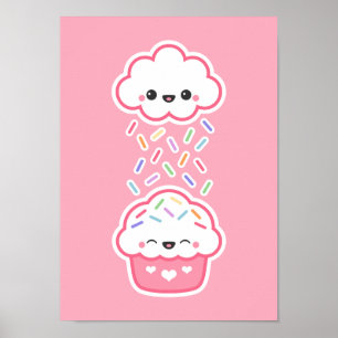 Poster Cupcake mignonne avec arroses