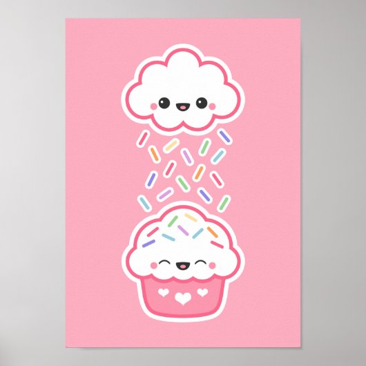Poster Cupcake mignonne avec arroses (Devant)