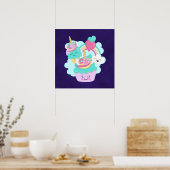 Poster Cupcake mignonne et crème glacée joyeuse (Cuisine)