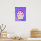 Poster Cupcake sucré avec framboise sur le dessus (Cuisine)