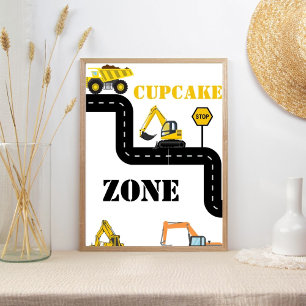 Poster Cupcake Zone de construction Camion de vidage