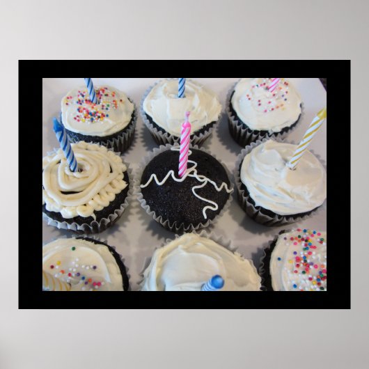 Poster Cupcakes avec bougies (Devant)