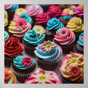 Poster Cupcakes colorés doux version 1