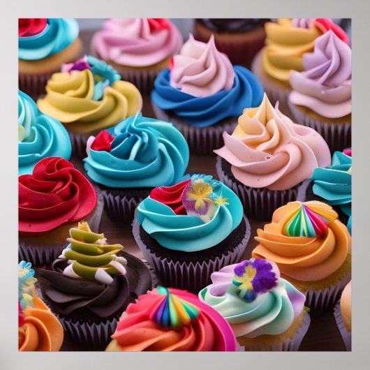 Poster Cupcakes colorés doux version 2 (Devant)