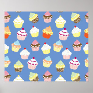 Poster Cupcakes Delicious Decorated Birthday