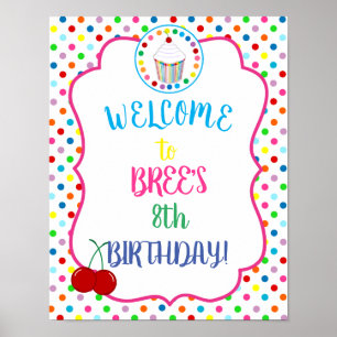 Poster Cupcakes et numéros Rainbow Polka Dot