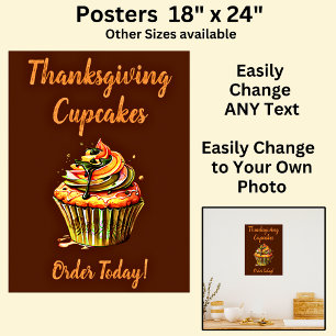 Poster Cupcakes Thanksgiving, Cake Store