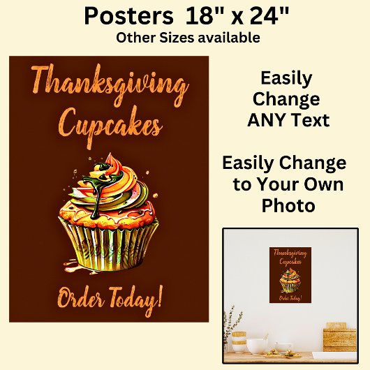 Poster Cupcakes Thanksgiving, Cake Store