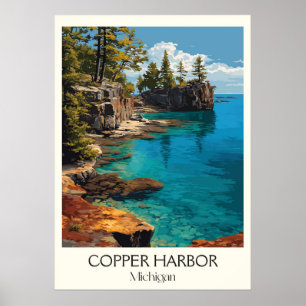 Poster Cuper Harbour Michigan Vintage Lake Superior Art