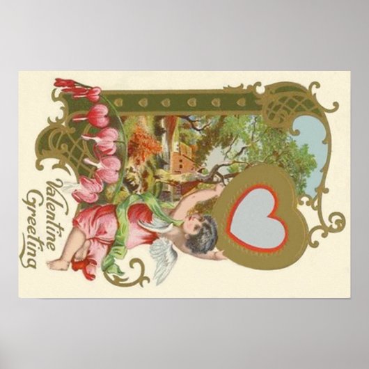 Poster Cupid Cherub Angel Heart Cottage (Devant)