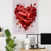 Poster Cupid’s Capture - Modern Romantic Abstract Art (Bureau à domicile)