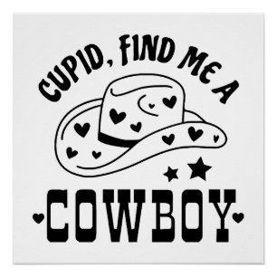 Poster Cupid Trouve Moi Un Cowboy Western