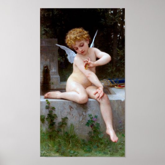 Poster Cupidé avec un papillon, Bouguereau (Devant)