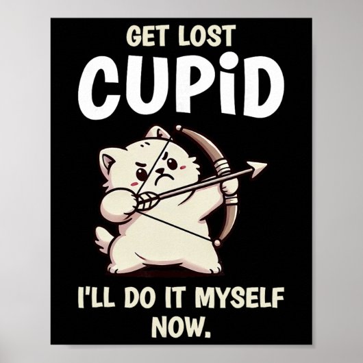 Poster Cupidon archer de chat drôle de Saint-Valentin (Devant)