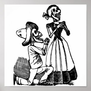 Poster Cupidon Calavera, les années 1900 squelettiques