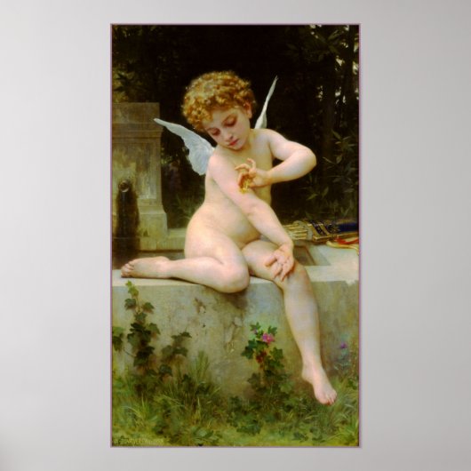 Poster Cupidon et papillon de Bouguereau (Devant)