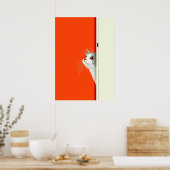 Poster Curieux chat à la recherche à travers la porte (Cuisine)