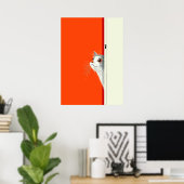 Poster Curieux chat à la recherche à travers la porte (Bureau à domicile)