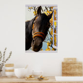 Poster Curieux Cheval regardant à travers une fenêtre de  (Cuisine)