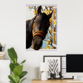 Poster Curieux Cheval regardant à travers une fenêtre de  (Bureau à domicile)