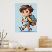 Poster Curieux Comic Boy Learning Adventures AI Art (Cuisine)