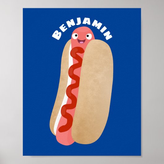 Poster Curieux hot dog Weiner dessin animé (Devant)