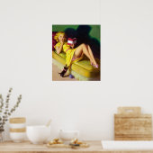 Poster Curieux Kitten Pin Up (Cuisine)