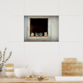 Poster Curieux Kitties qui chatouille vers le bas (Cuisine)