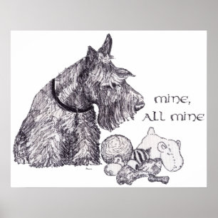 Poster Curieux Terrier Écossais Mien, tout Mien