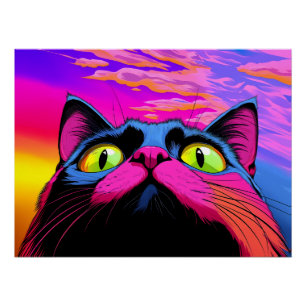 Poster Curiosité galactique : le regard cosmique d’un cha