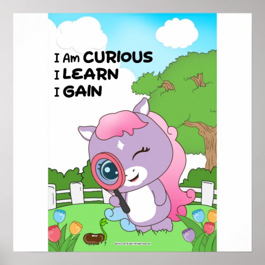 Poster Curious I learn I gain Wall art (Devant)