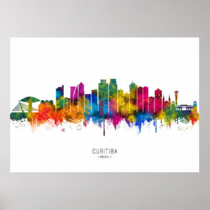 Poster Curitiba Brésil Skyline