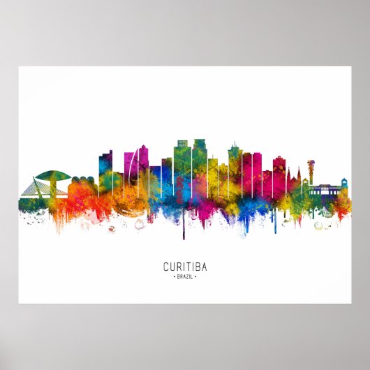 Poster Curitiba Brésil Skyline (Devant)