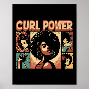 Poster Curl Power Afro cheveux naturels cheveux Noir Hist