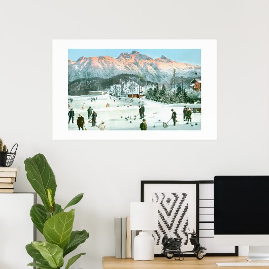 Poster Curling en Suisse (Bureau à domicile)