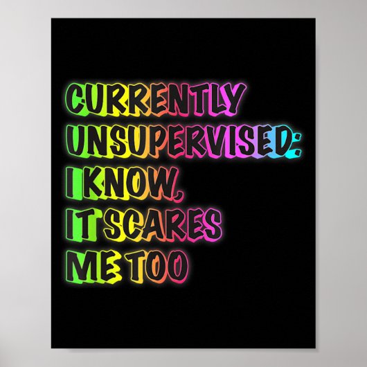 Poster Currently Unsupervised Funny Quote Humor Sarcastic (Devant)