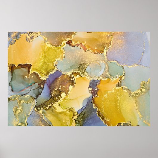 Poster Currents of translucent hues, snaking metallic swi (Devant)