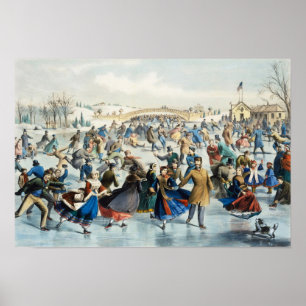 Poster Currier et Ives Vintage : Central Park en hiver