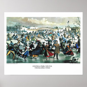 Poster Currier et lithographie d'Ives : Hiver de Central