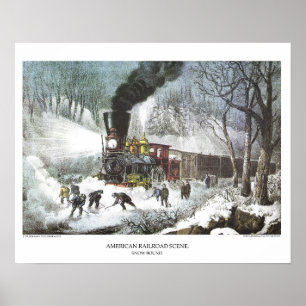 Poster Currier et lithographie d'Ives : Scène américaine