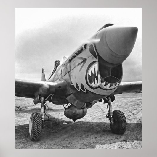 POSTER CURTISS P-40 WARHAWK TIGERS DE VOL - 1942 (Devant)